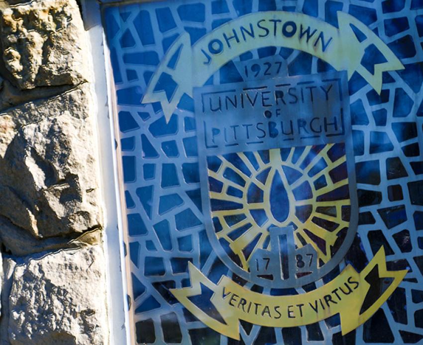 A stained glass style window for the University of Pittsburgh at Johnstown