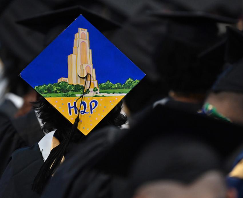 The Cathedral of Learning painted on a graduation cap