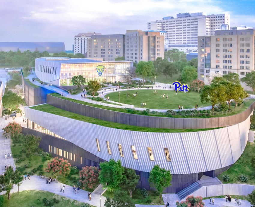 A rendering of Pitt's campus