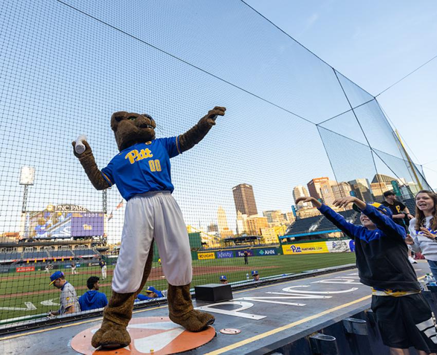 Roc throws a T-shirt into the PNC Park stands