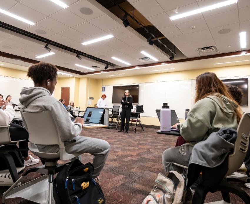 Students attend a lecture.