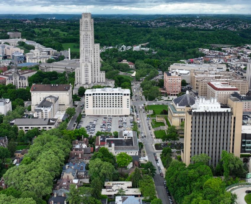 Aerial image of Pitt's campus.