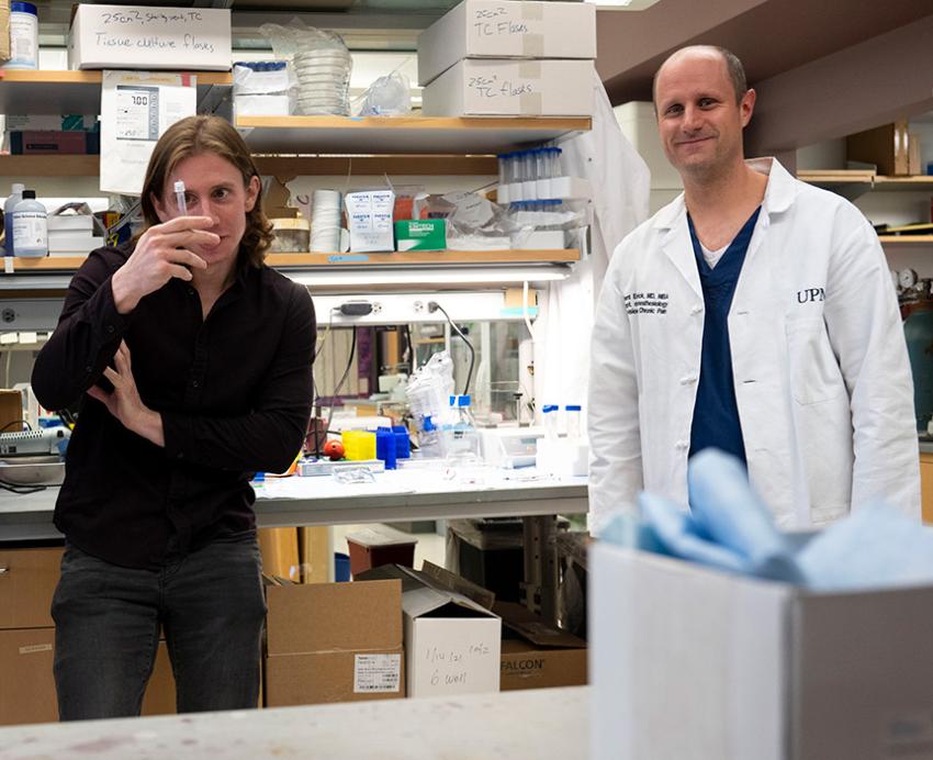 Three researchers in a lab