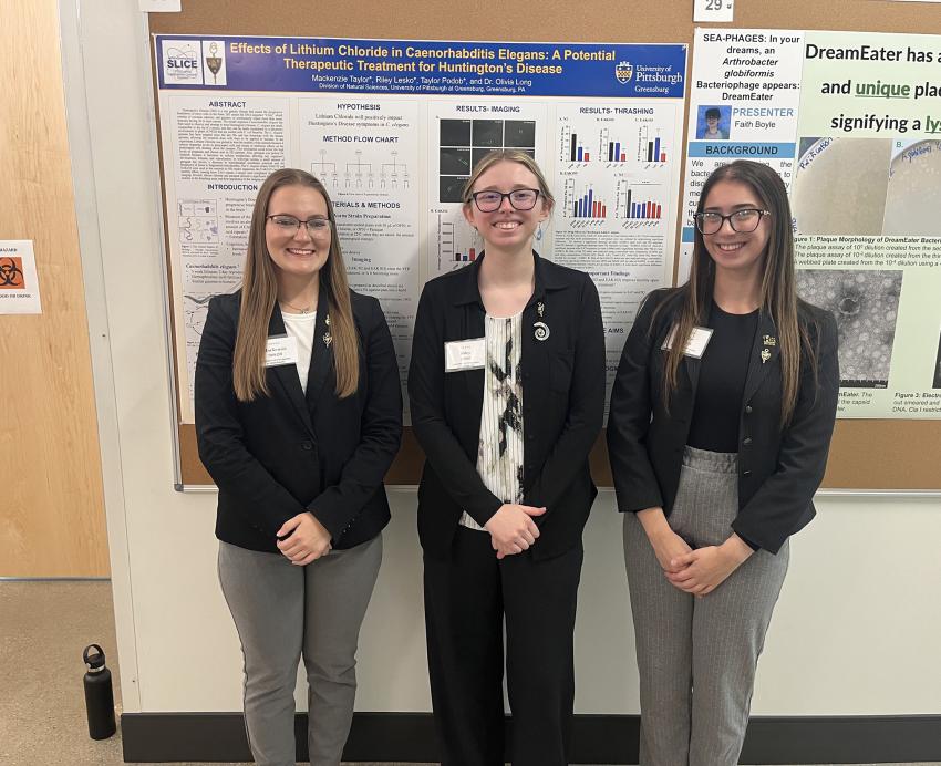 Group photo of winners in the microbiology category, Mackenzie Taylor Riley, Lesko and Taylor Podob.
