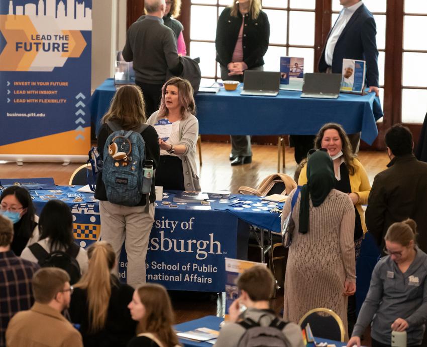 Pitt2Pitt networking event hosted by the Office of the Provost in Alumni Hall.