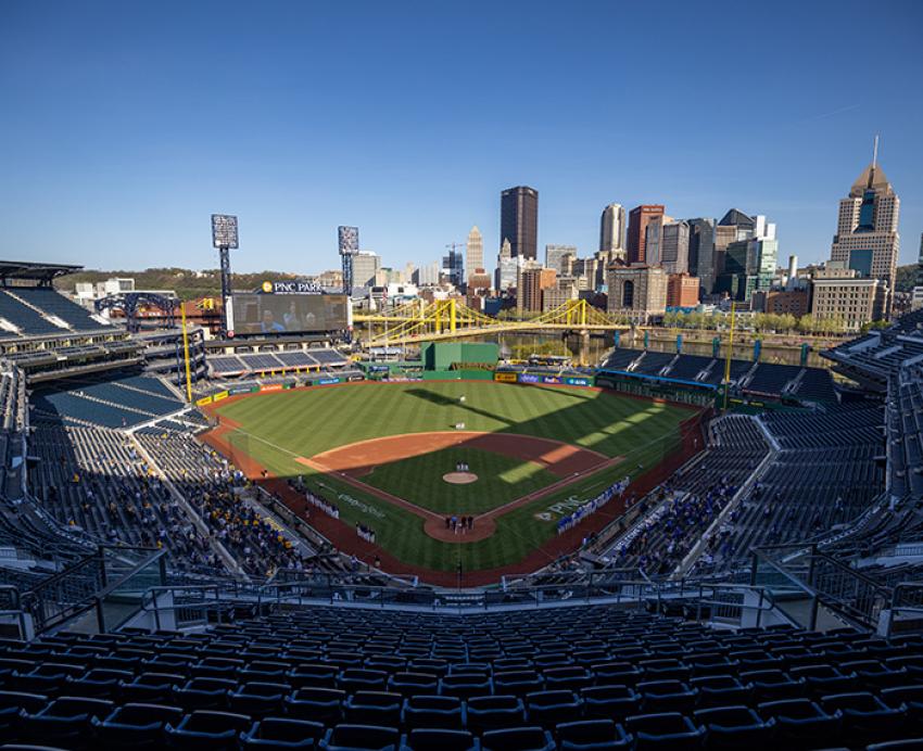 Wide shot of PNC Park veiwing the baseball field