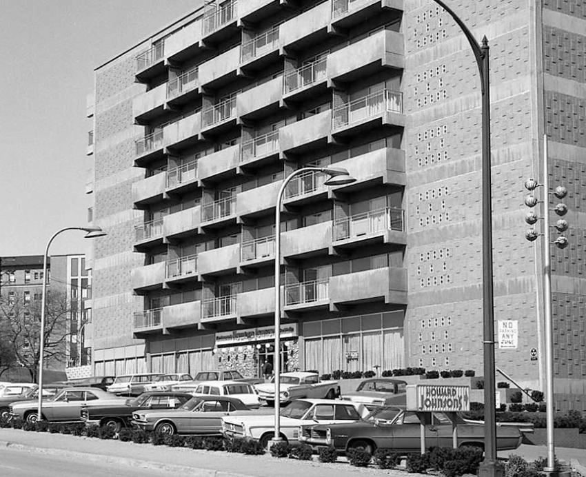 A black and white photo of Howard Johnson at the Boulevard of the Allies site.