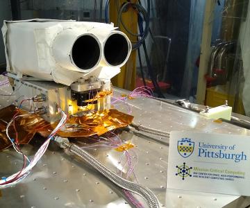 A space device undergoing testing