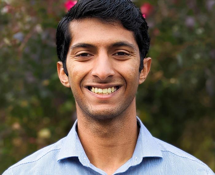 Joseph Kannarkat wearing blue shirt outdoors