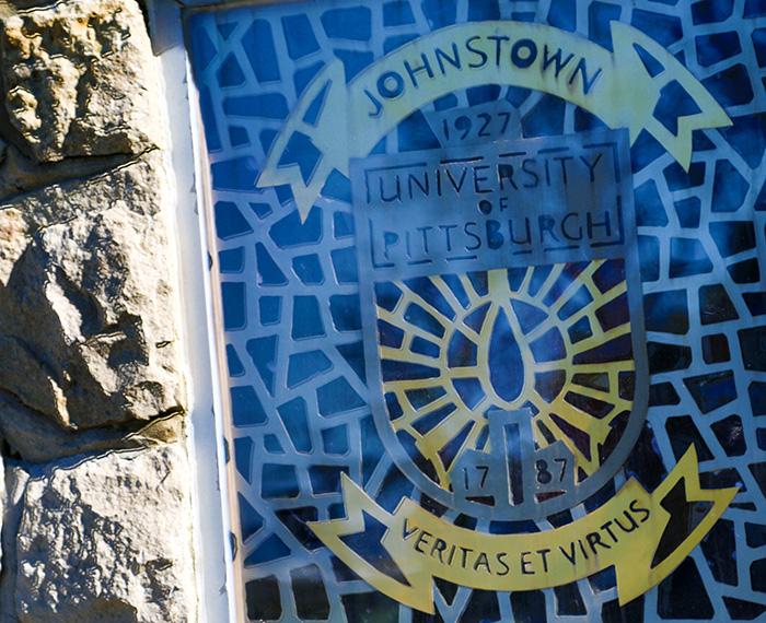 A stained glass style window for the University of Pittsburgh at Johnstown