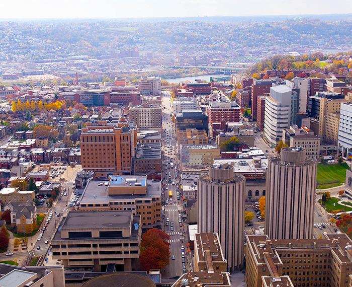 A view of Forbes Avenue from above