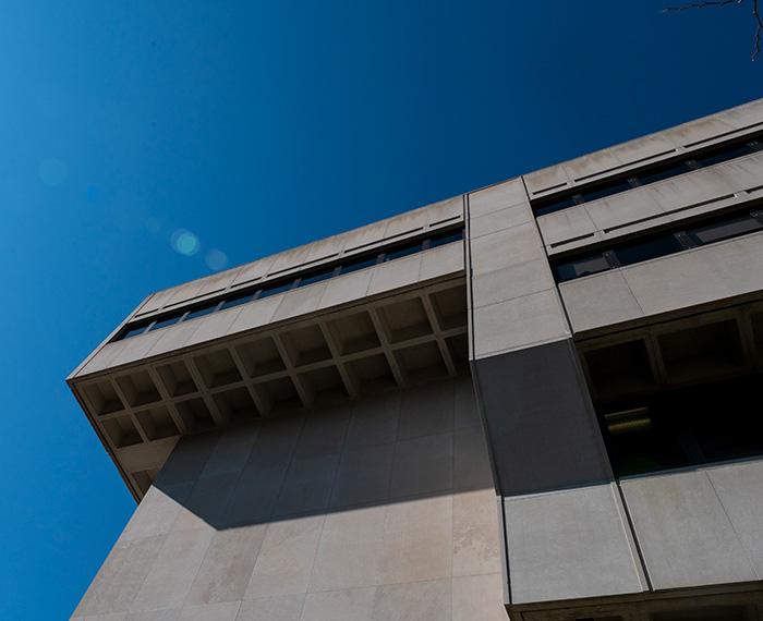 Posvar Hall, from below
