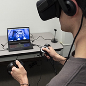 man using a VR headset