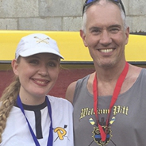 Laurel and Peter Alpern wearing their medals from the fall race