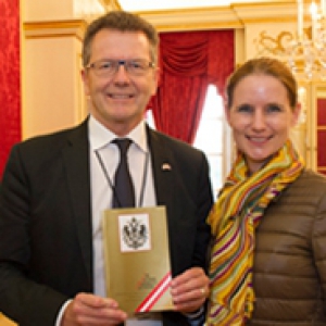 Wolfgang Waldner, the Austrian ambassador to the United States, and Gudrun Faudon-Waldner in Pitt's Austrian Nationality Room