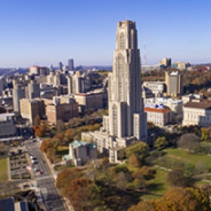 An aerial view of the University of Pittsburgh's Pittsburgh campus