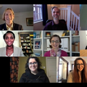 A Zoom meeting with eight participants 