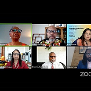 A Zoom meeting with six visible participants