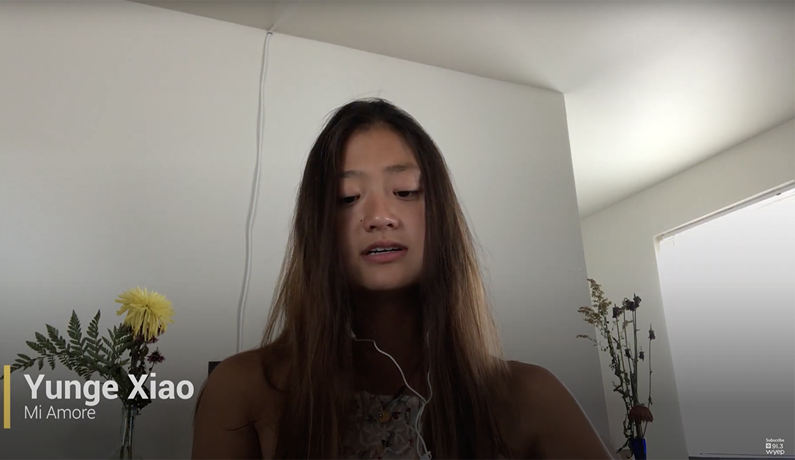 Yunge Xiao singing in front of camera