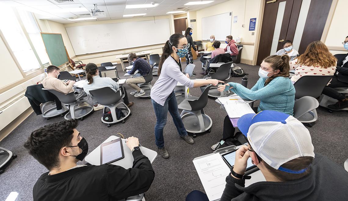 Jennifer Laaser teaching in small classroom