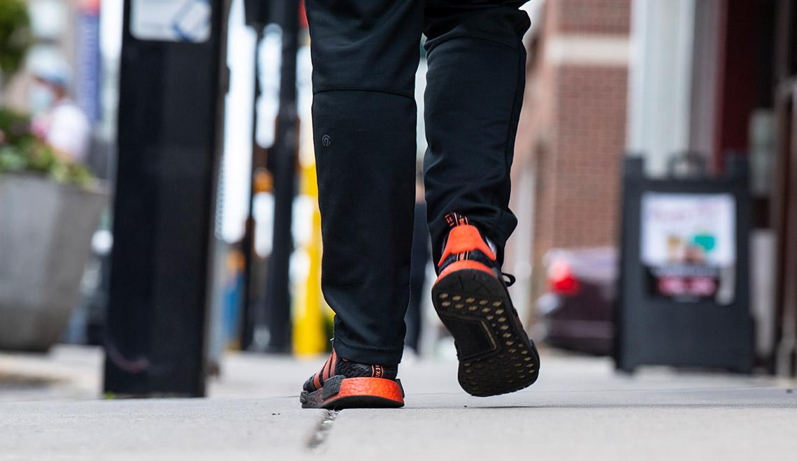 feet on the sidewalk