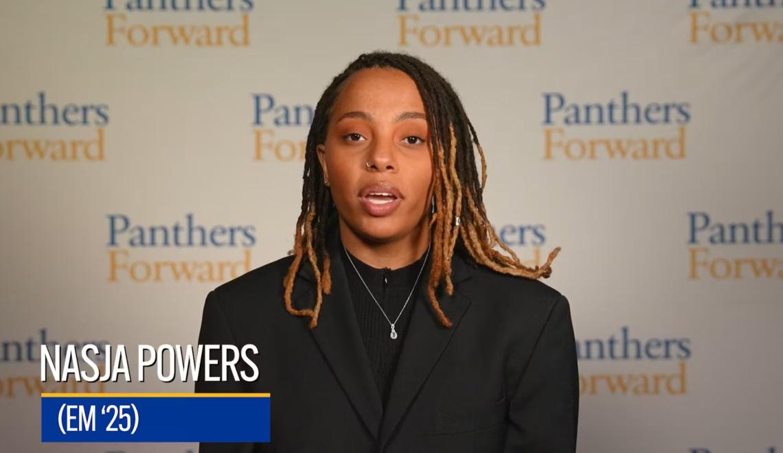 Panthers Forward video still featuring Nasja Powers.