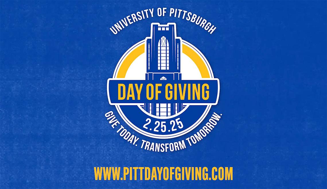 The Pitt Day of Giving logo with text that reads Give Today, Transform Tomorrow